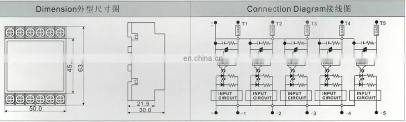 PN5-10DA Din Rail SSR 5 Channel Quintuplicate Five Input Output 24VDC Single Phase DC to AC 10A Solid State Relay