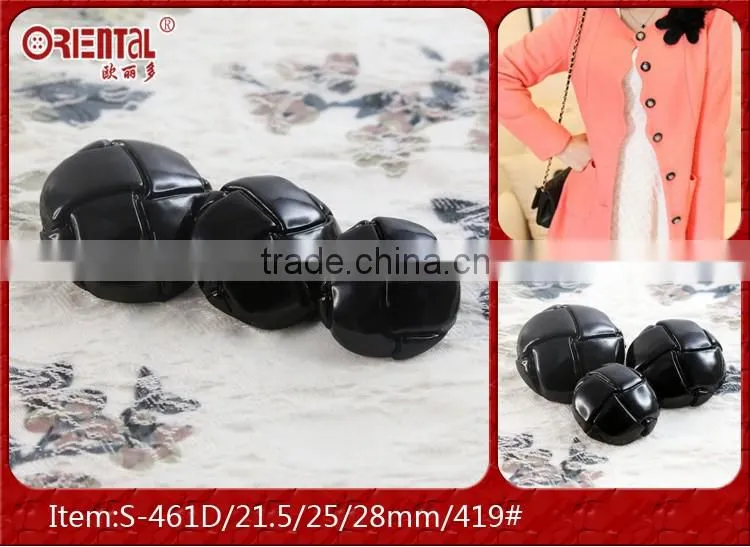 hign quality shiny black plastic coat button with shank