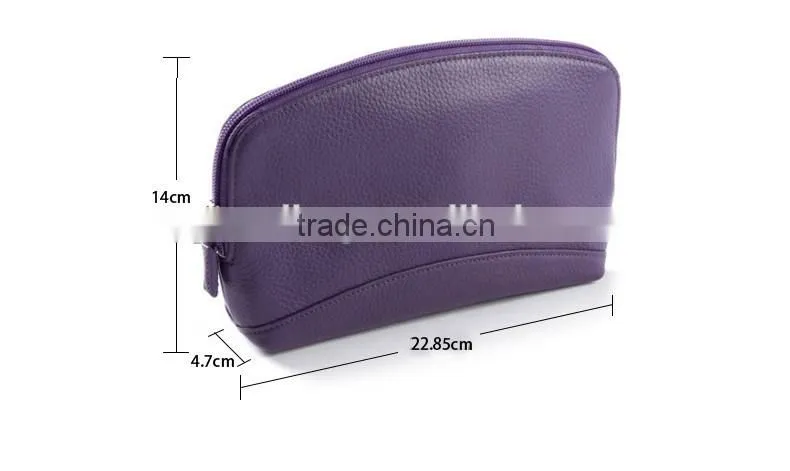 waterproof practical genuine leather cosmetic bag, leather makeup organizer case lady