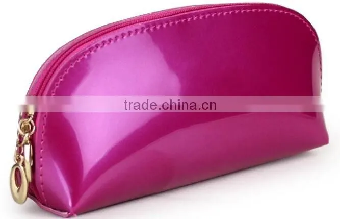 High quality makeup bag with custom logo,professional artist leather cosmetic bag,OEM leather plain purple toiletry makeup bag