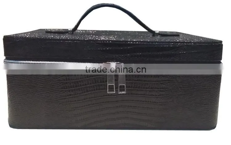 high quality Beautiful Custom Hard Shell leather essential oil carrying case, black leather oil carry hard case holds 15ml