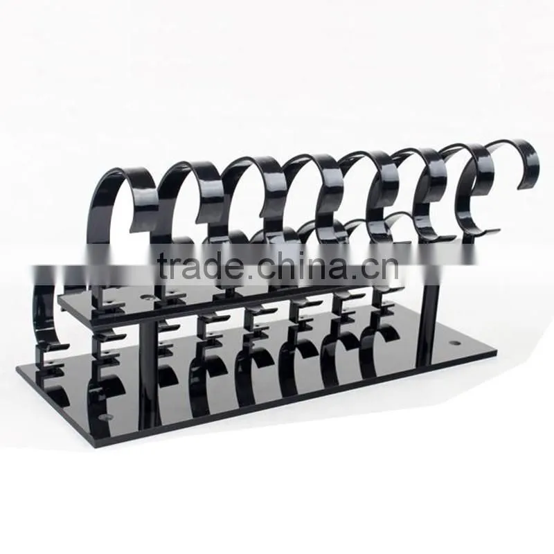 Double-Layer Black Acrylic Watch Display Stand C Clip Watch Display Rack Holder