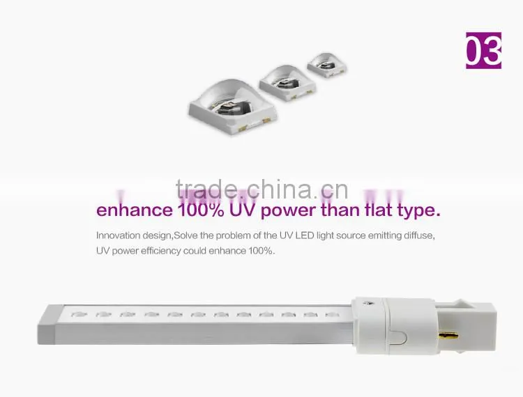 Factory Sale New 405nm 9w nail uv lamp bulb for Nail Art/Nail Curing Replacement for UV Bulb 12s Curing Time 10000h Long Life