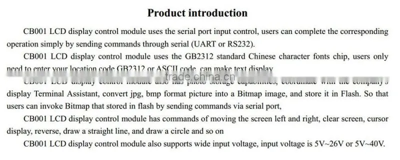 320x240 graphic LCM serial communication interface control board CB001