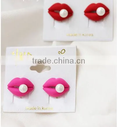 Sexy Red Lips Earrings Pink Lips Earrings Lips Pearl Earring