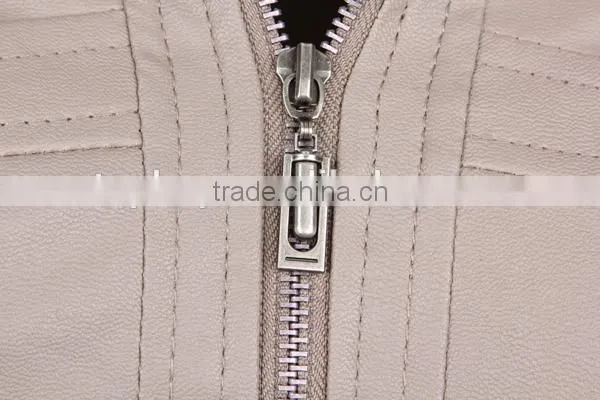 Lady's cheap stocklot leather jacket with high quality
