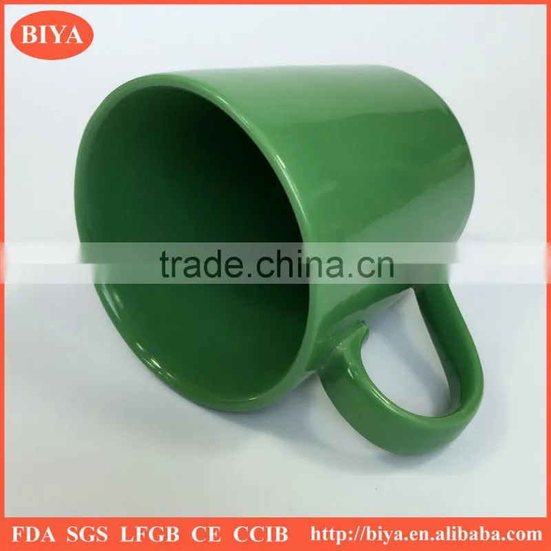 mug for sublimation porcelain ceramic coffee mug for promotion with custom design ,shinny green