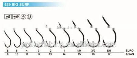 White Nickle high carbon steel PR-629 BIG SURF wholesale fishing hook