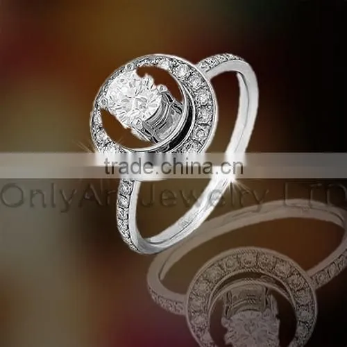 AAA CZ white gold rings micro pave setting rings gold rings