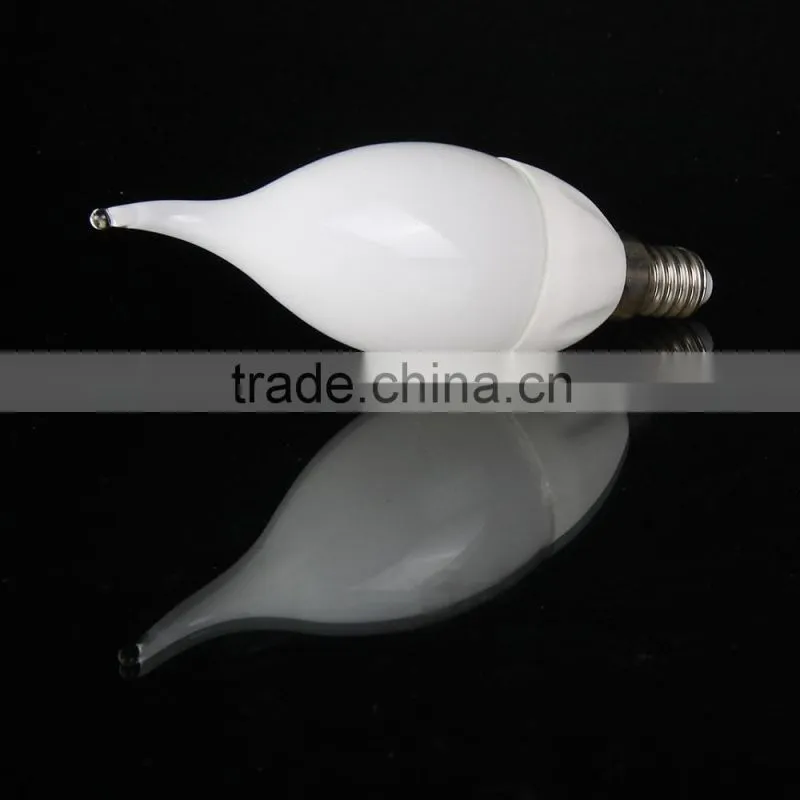 High quality milky cover smd3528 e14 led candle lamp 1.5w with tail 110v 220v