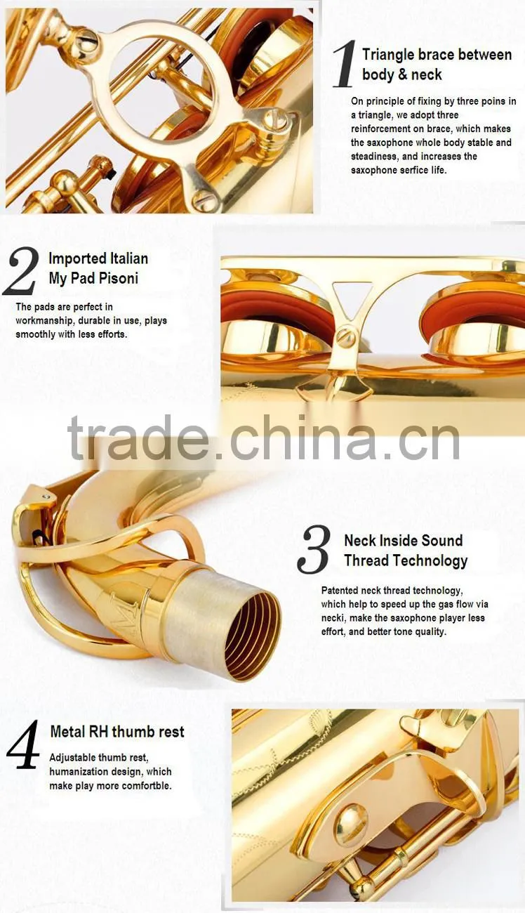 tenor saxophone satin gold, dotted gold plated