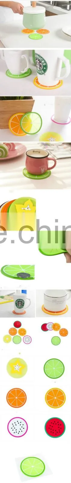 zakka cute fruit cat silicone cup mat