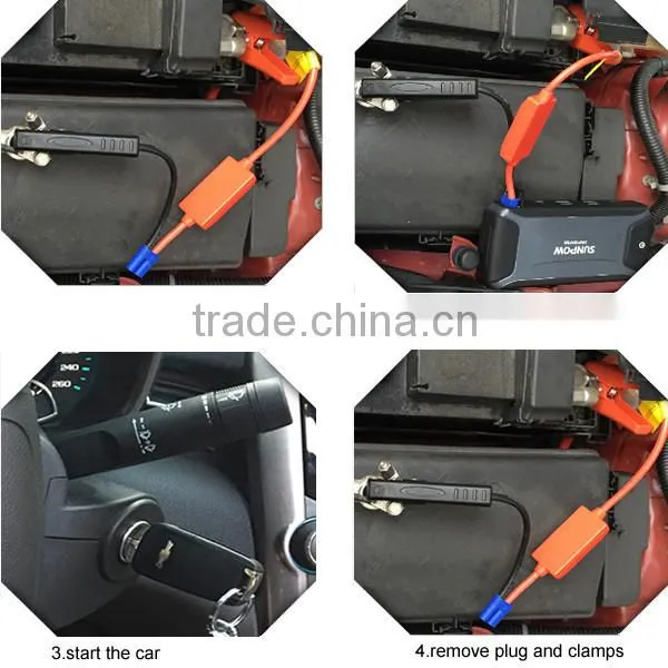 sunpow 12000mAh Multi-Function double usb 12v car jump starter Mobile Power Bank Battery booster with Air compressor