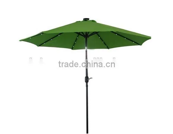 2015 cheapest 3.0m garden patio umbrella with 32 solar led light