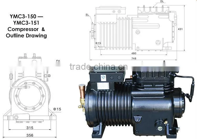 15 hp YEMOO semi-hermetic piston Copeland mini rotary chiller compressor r407c