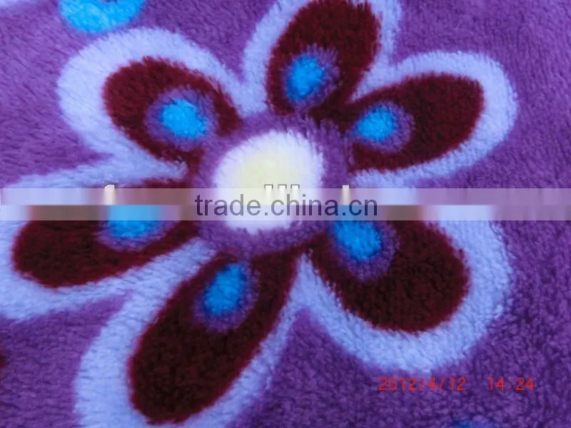 flower printed coral fleece fabric