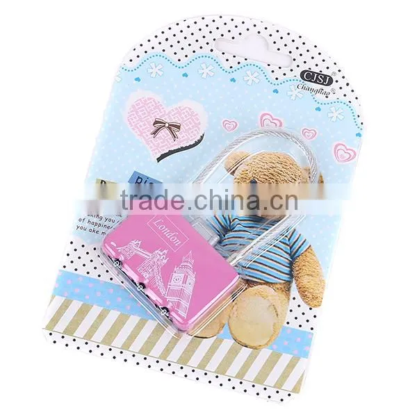 2015 New Design Hot Sale Cute Lock Zinc Alloy Combination Cable Lock