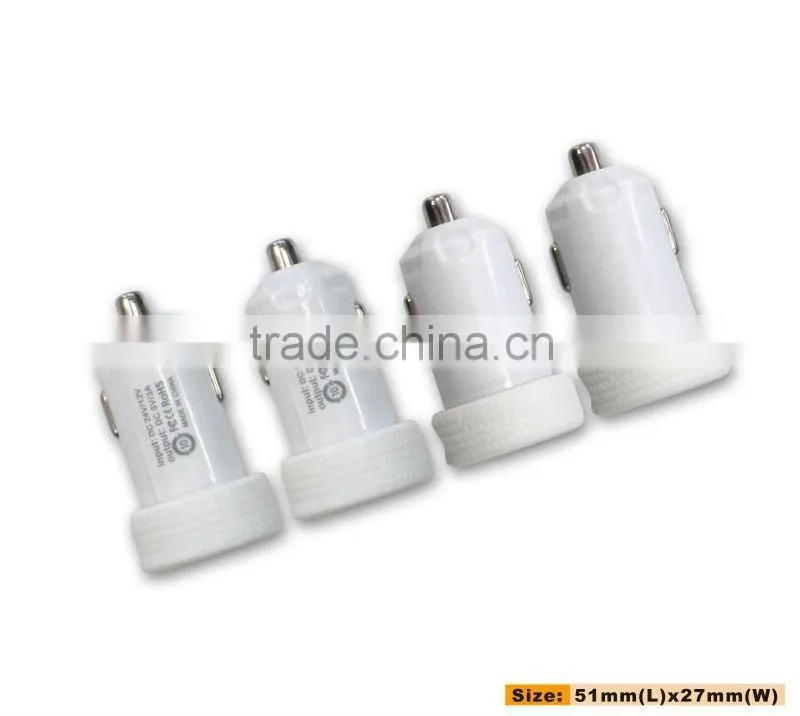 Dual USB 3.1A mini car charger with CE / RoHs / FCC certificate