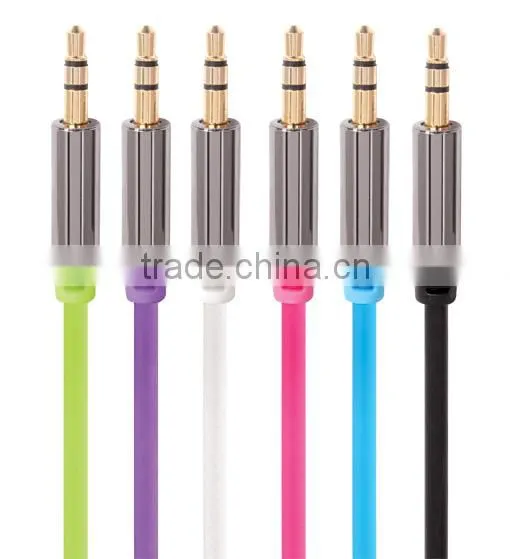 High Quality Metal Cover Flat 3.5mm Male to Female Audio Extension Cable-Blue