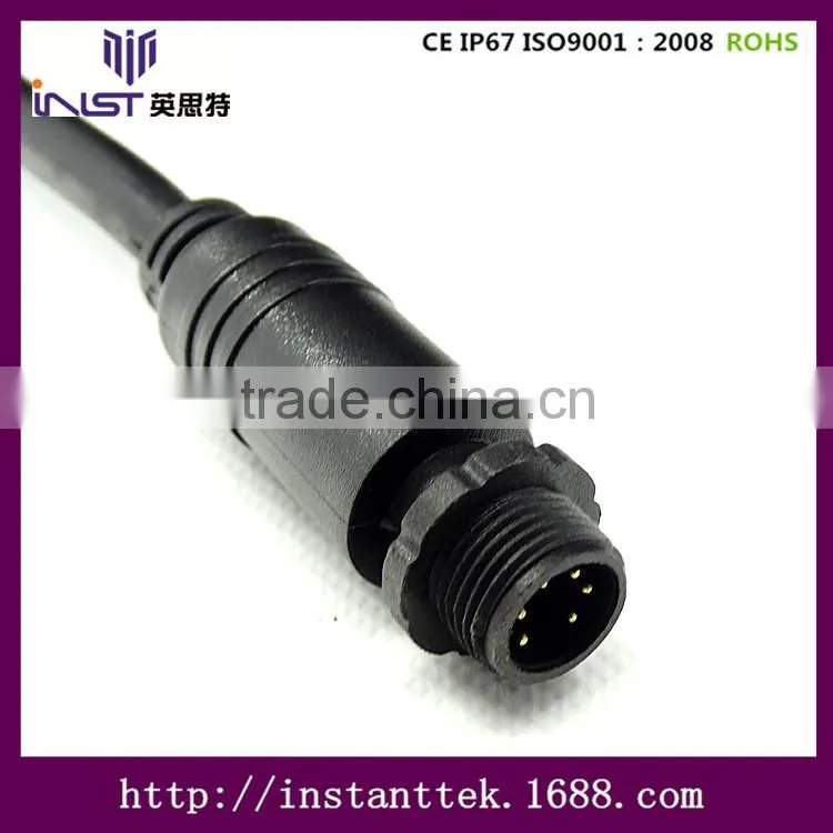 INST M12 90 degree 3pin waterproof connector