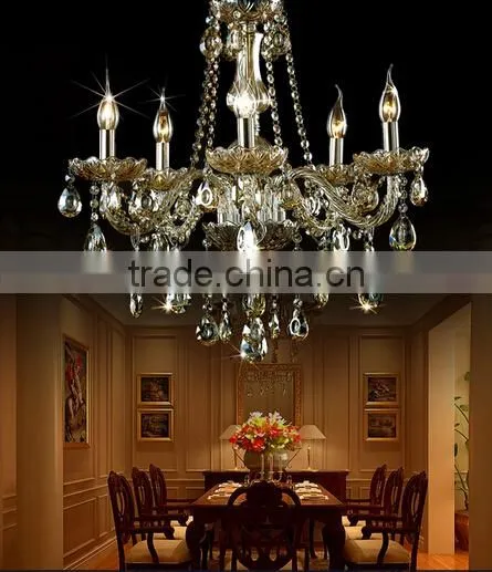 Good Quality K9 Crystal Chandelier Living Room Chandelier,Dining Room Chandelier light with 5 lights Cognac color
