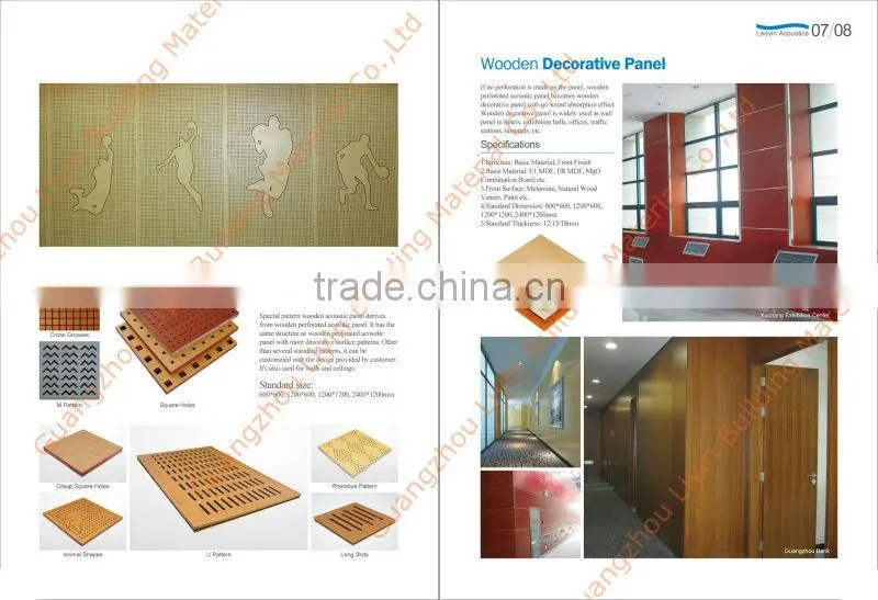 customize pattern perforated wood fiber acoustic panel