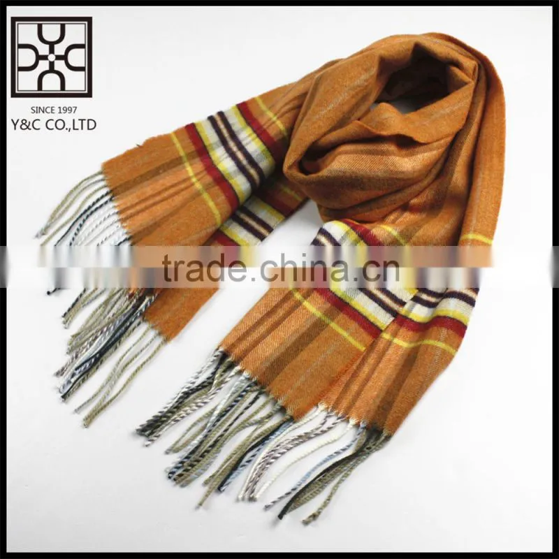 2015 New Design Checked Wool Scarf with Fringe