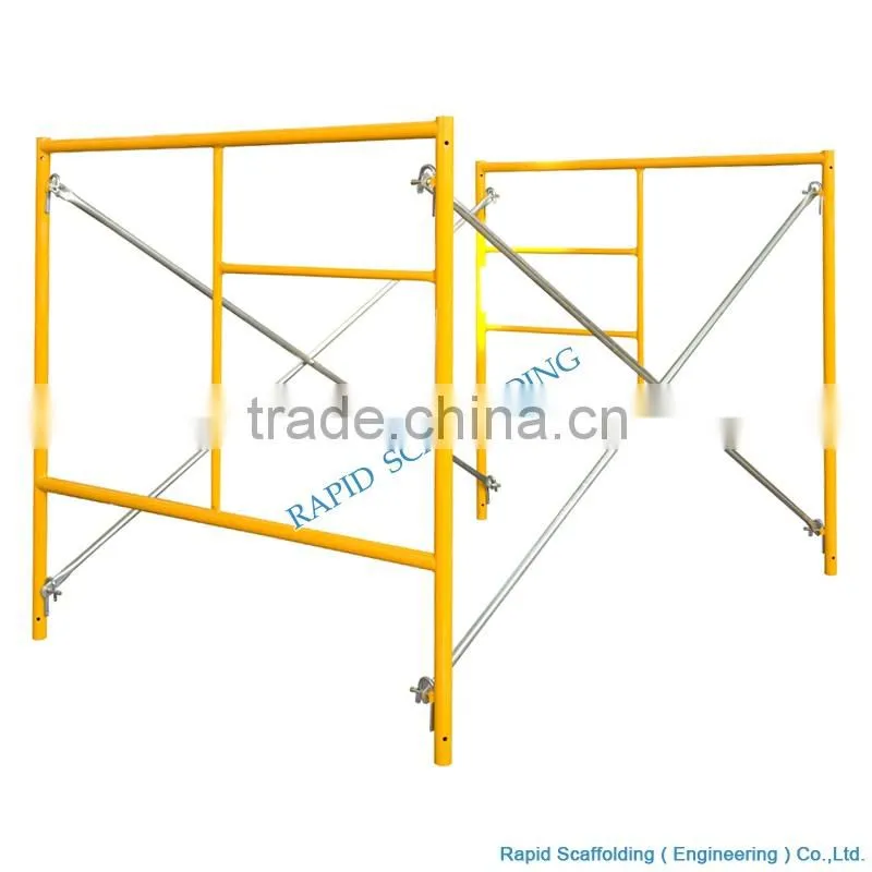 Sets of Mason Frame system powder coated scaffolding in Yellow