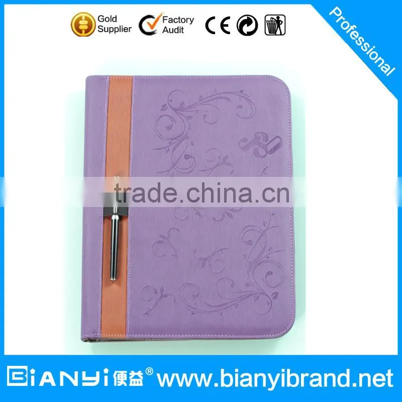 2015 new custom gift business folder A4 pu leather portfolio