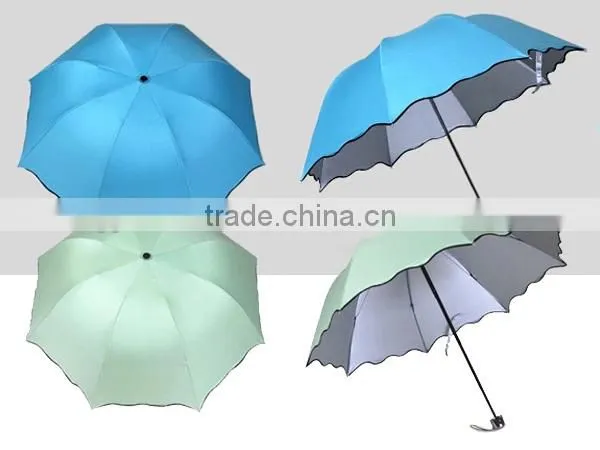 Ladies Fashion Umbrella, 3 Folding Umbrella for Rain and Sun