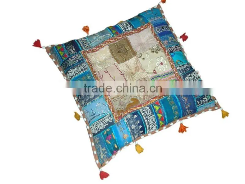 RTHPFC - 2 Flower cushion Cover Beautiful Embroidered Khambadia Work and ottomans Stylish Home Furnishing item