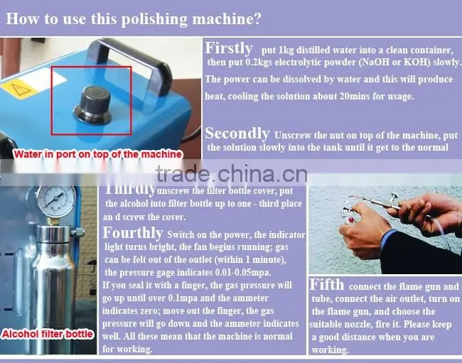 300W Portable Oxygen Hydrogen Flame Generator Acrylic Polishing Machine, 95L 1 Gas Torch free, 110V
