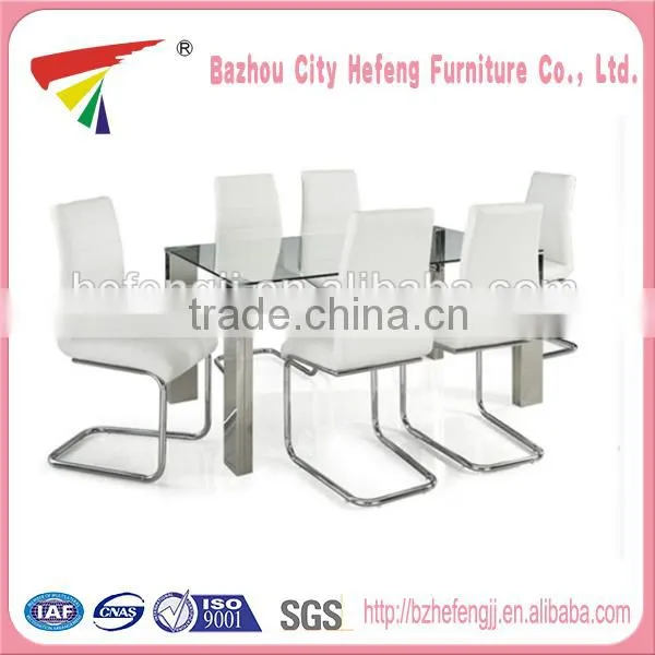 2016 hot sale fashion glass antique white dining room furniture sets