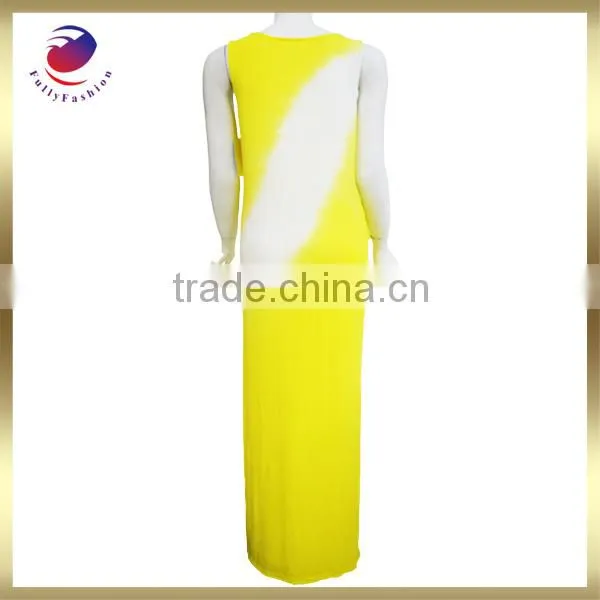 maxi dress ladies sleeveless fashion yellow modal dress