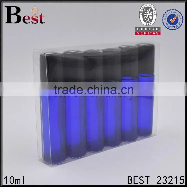 10ml empty dark blue perfume bottle roller in package