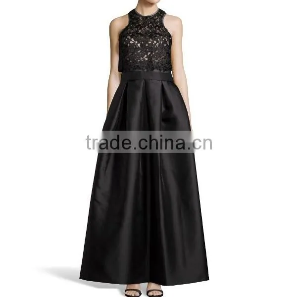 Black Floral Brocade And Sateen Evening Gown Latest Gown Designs