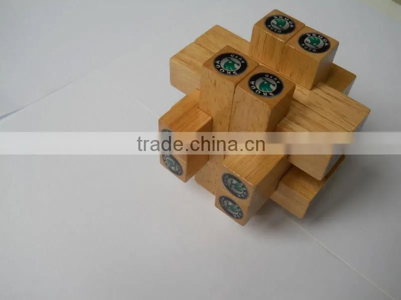 2011 SKODA promotion rubber wood toy intelligent brain teaser