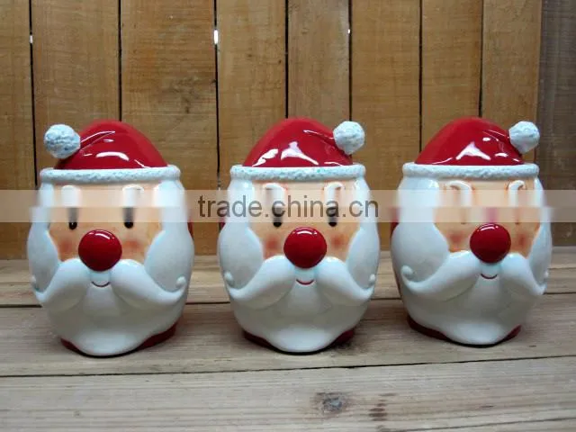 Hot selling Ceramic christmas santa mug emboss