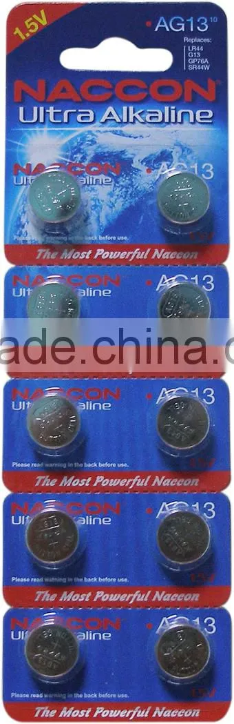 AG13 LR44 Alkaline button cell battery AG13