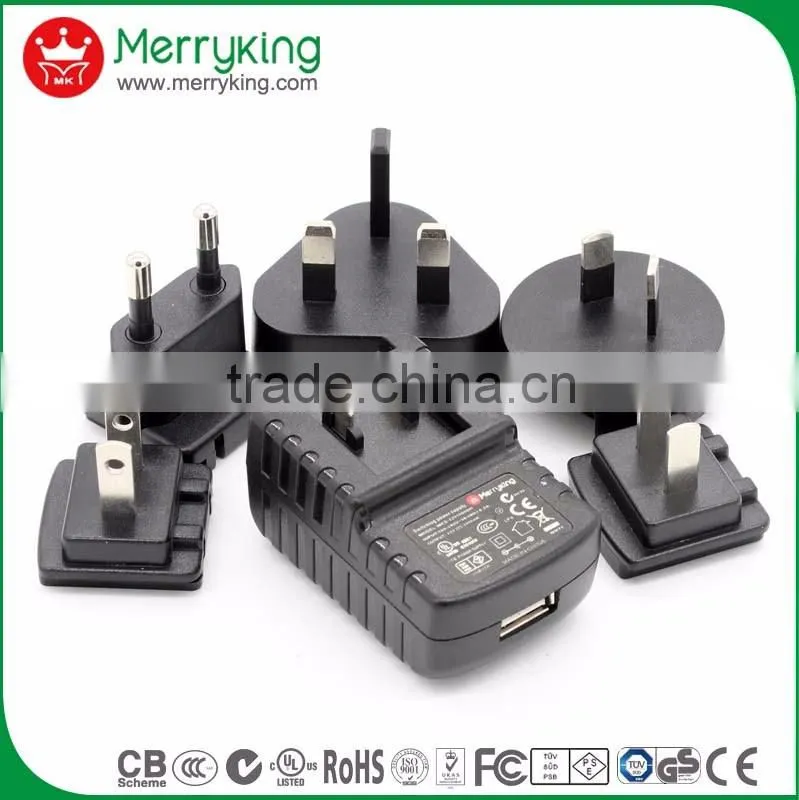 interchangeable quick dual port usb charger 2a 5v 220v power adapter with PSE/KC/SAA/UL/FCC/CE