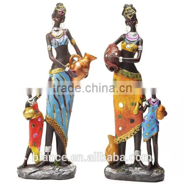 unique Africa figurine mother and baby figurine for home decoration