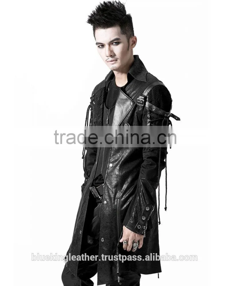 Poison Black Jacket Mens Faux Leather Goth Military Coat