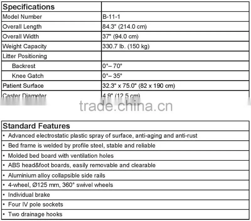 Two-function abs manual hospital bed nursing bed