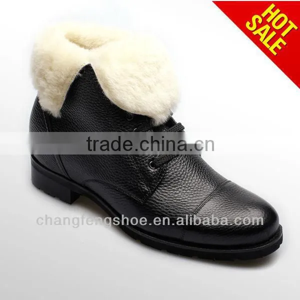 2013 white sheep fur leather warm snow boots/cow leather men shoes