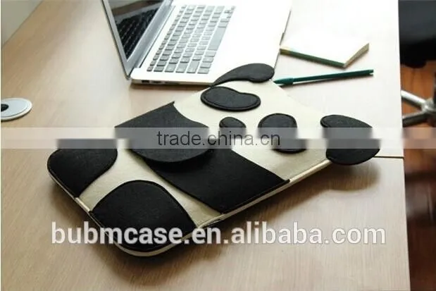FASHION new arrive BUBM Black Color 9.7 inch Wool Felt Tablet Case Cute Cartoon Panda Bag