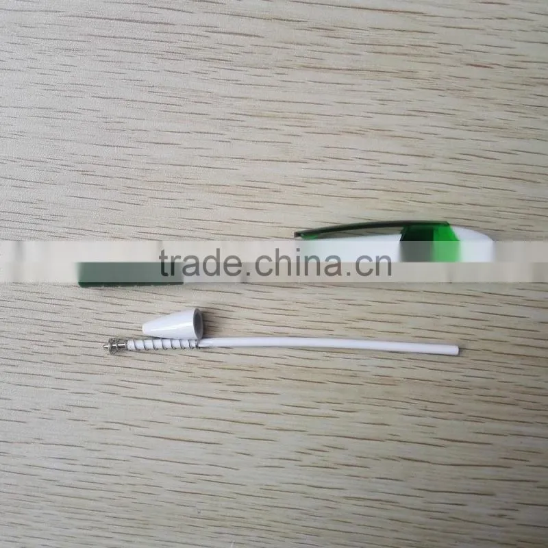 Plastic white barrel ballpen with colored grip