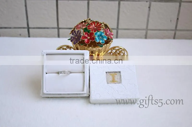 Unique engagement ring boxes with beaded name plate of I