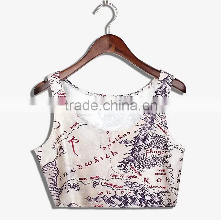 Latest Tops Designs Girls Map Print Vest N7-25