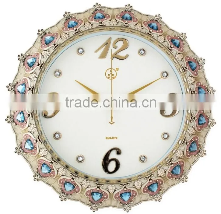 3D Round gold plastic decorative wall clock
