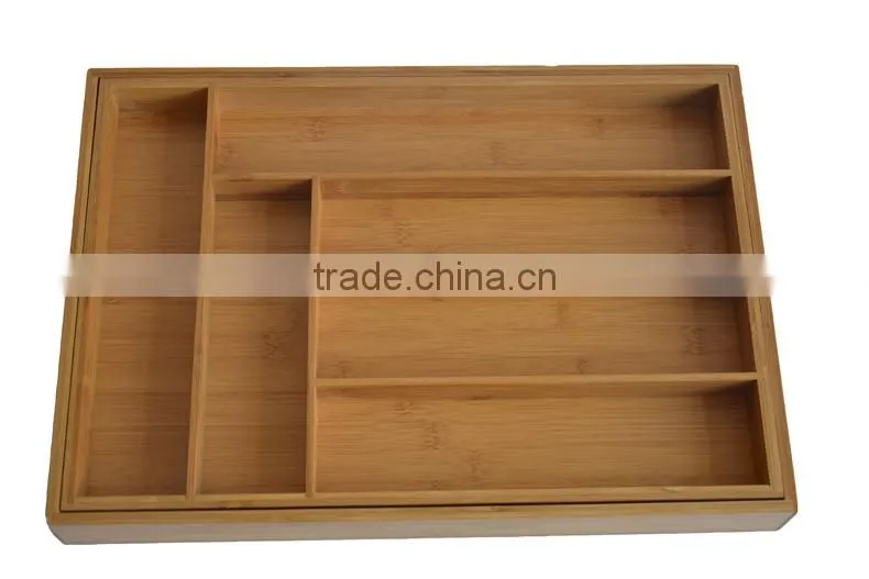 DT019 Expandable Bamboo Cutlery Tray , Kitchen Utensil Organization